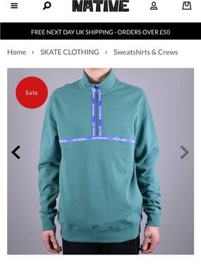 HUF Green & Purple Worldwide Quarter Zip Pullover Sweatshirt